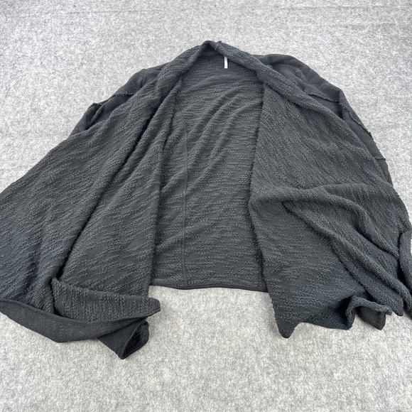 Free People Cardigan Sweater Womens XS Black Open Front Drape Knit Jacket - Picture 2 of 8